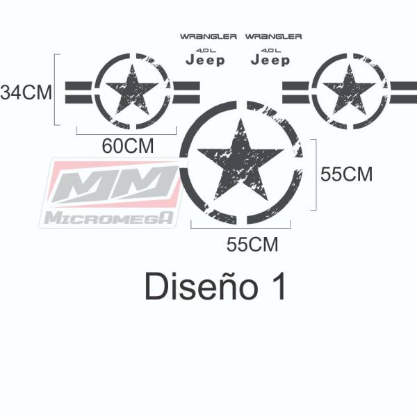 Calcas Sticker Calcomanias Jeep Kit Estrellas